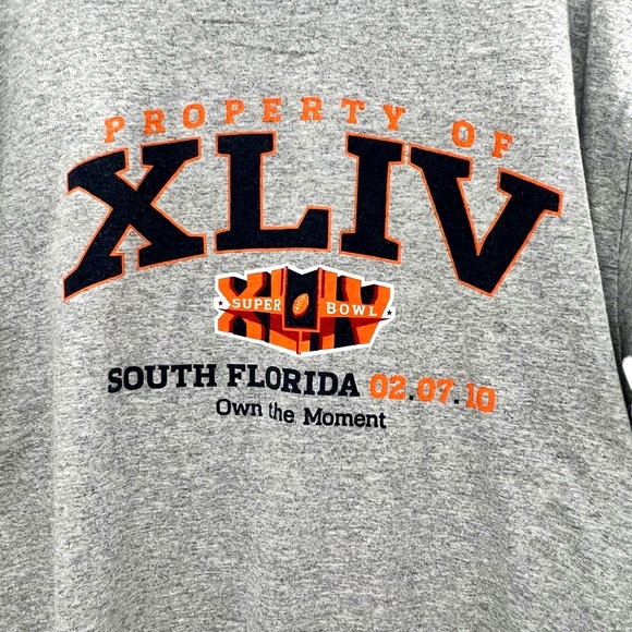 REEBOK GRAY SUPER BOWL XLIV 2010 LONG SLEEVE T-SHIRT - COLTS VS SAINTS - Picture 7 of 7